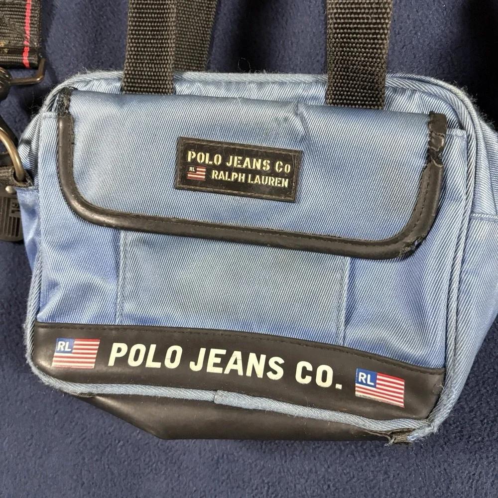 Vtg Polo Jeans Co Ralph Lauren Mini Messenger Bag Blue Y2K Crossbody Utility